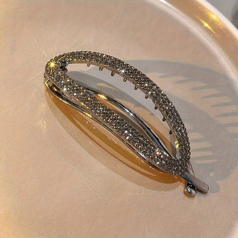 Золотая геометрическая заколка для волос для женщин с rhinestones и имитационными жемчужинами