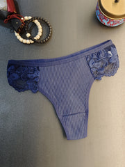 Women's Lace Ribbed Low-Rise Thongs Sexy Lingerie