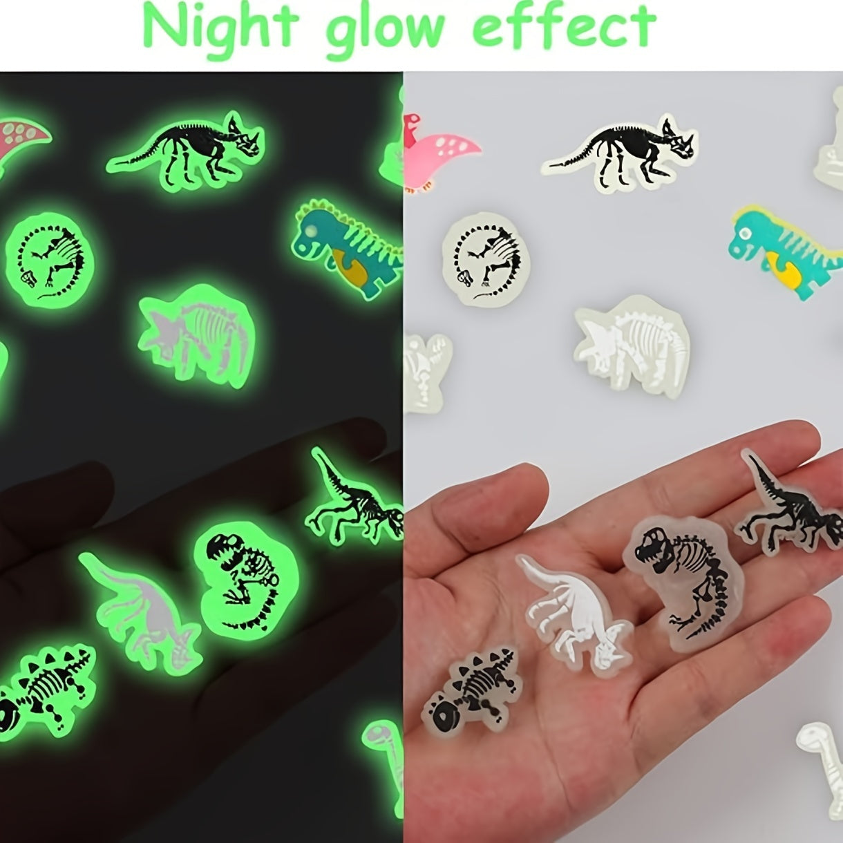 Kids Glow-in-the-Dark Dinosaur Shoe Charms Plastic Colorful Designs Pack of 9