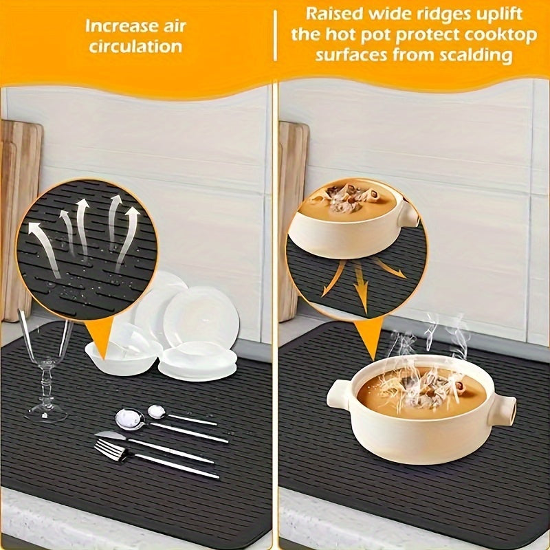 Katta silikon pechka usti qopqog'i - 71.12 sm x 50.8 sm - Isiga chidamli, sirpanmaydigan, suv o'tkazmaydigan, elektr va gaz pechkalari uchun egiluvchan, qora - Oshxona himoyasi, pechka usti himoyachilari va boshqa ko'p narsalar uchun mukammal