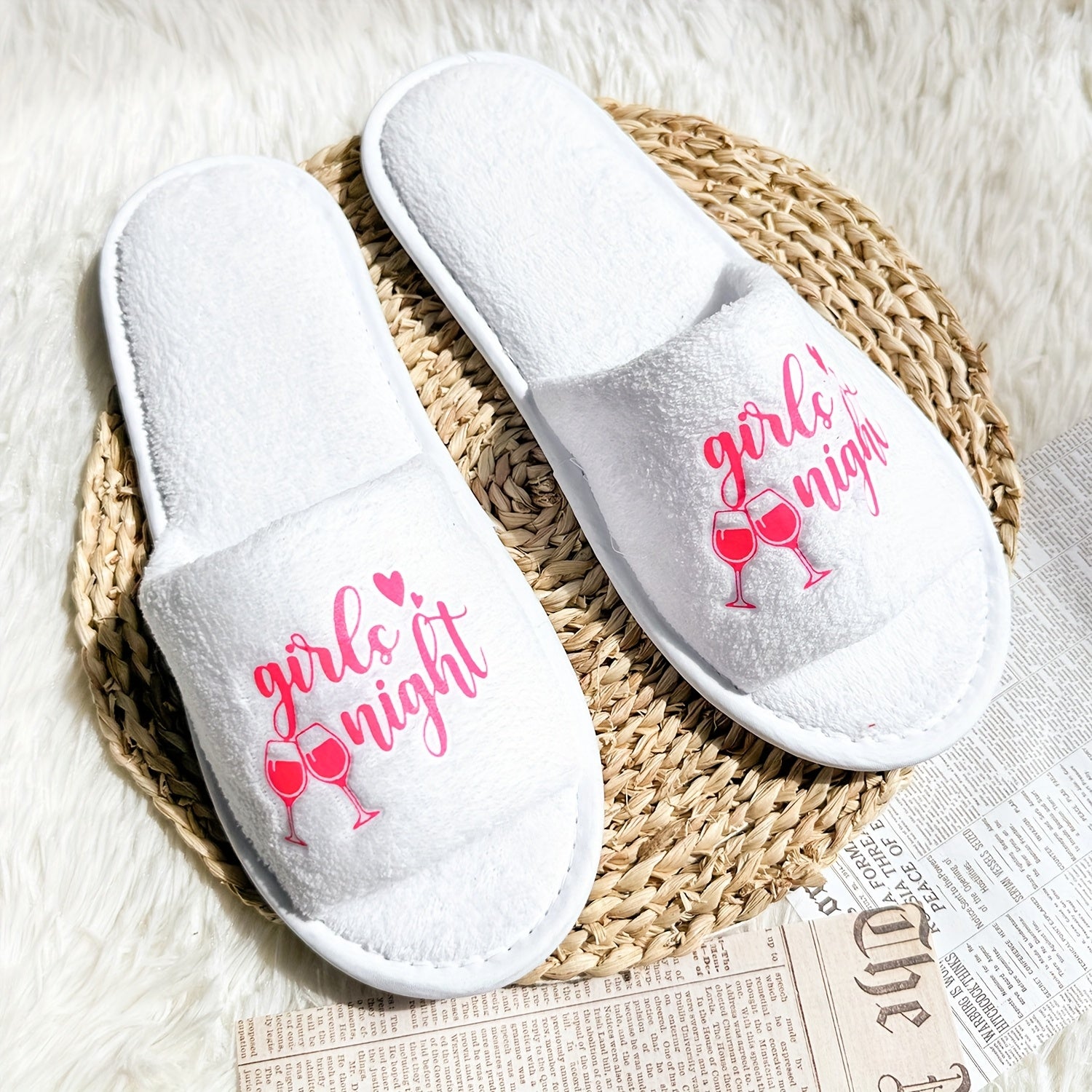 Women's Printed Lightweight Open Toe Indoor Slippers for Home and Travel