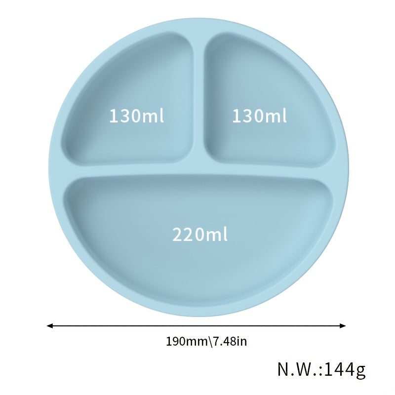 Kids Silicone Dinner Plate Non-Slip Divided Feeding Bowl for Children