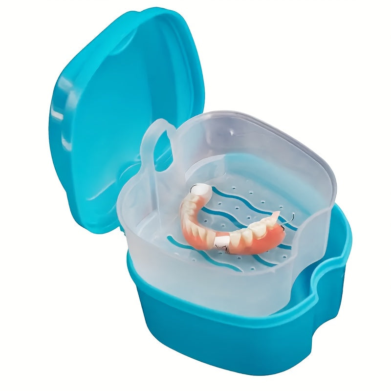 Plastic Dental Care Cleaning Box with Filter Net for Dentures and Retainers