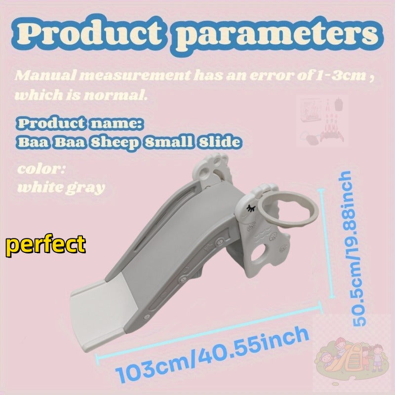 White Indoor Play Slide for Kids 2 Years and Older with Foldable Design and Anti-Slip Steps