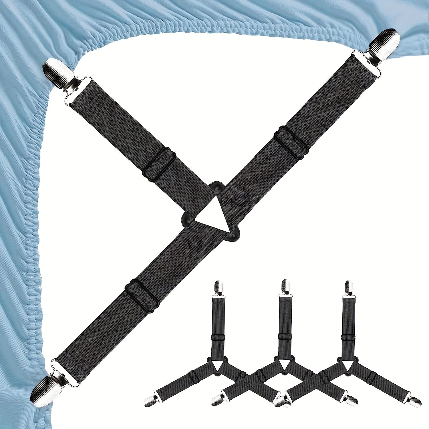 Adjustable Bed Sheet Straps for Secure Fitted Sheets, 4 Pieces