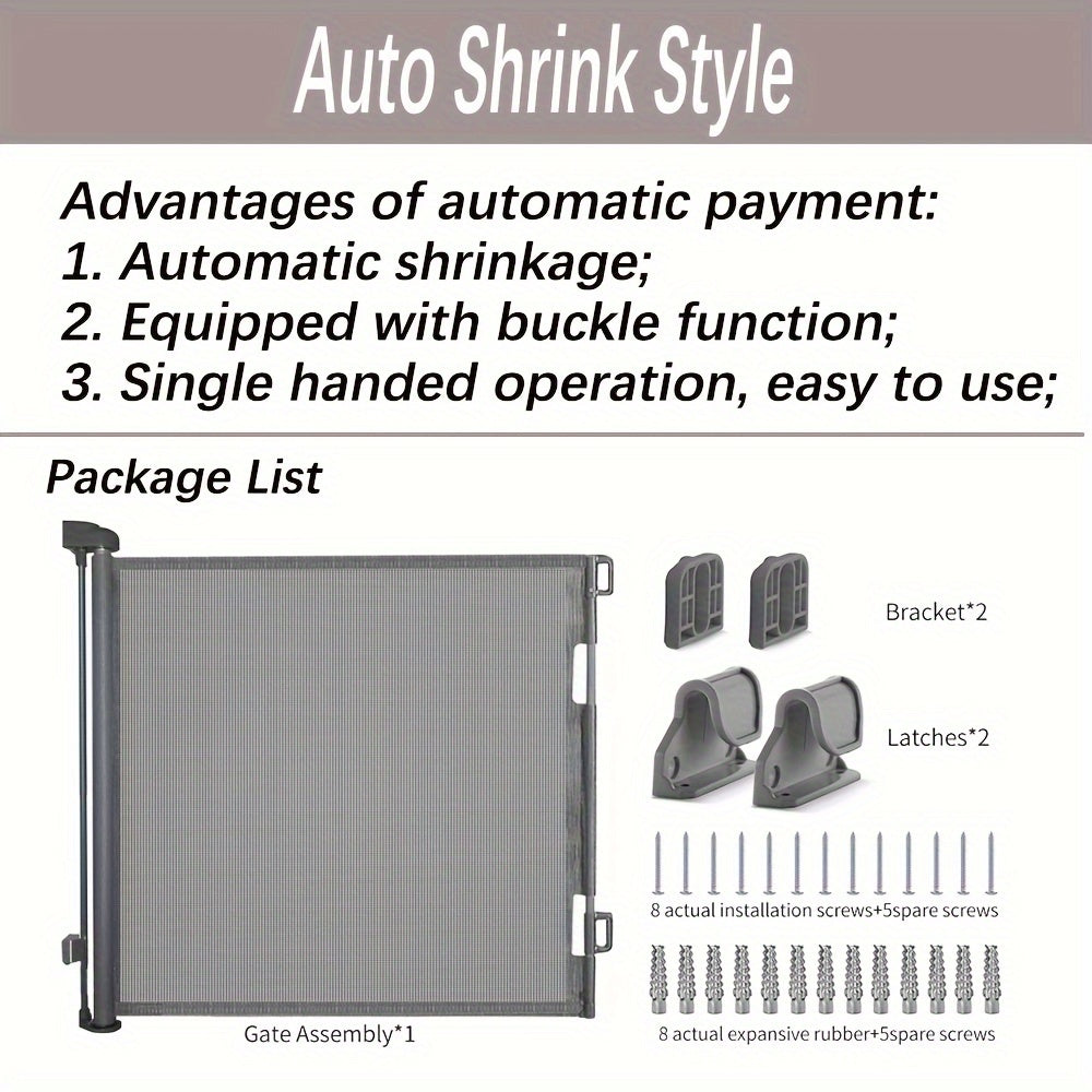 Baby Safety Gate Retractable Mesh Barrier for Babies and Children Sturdy ABS Plastic