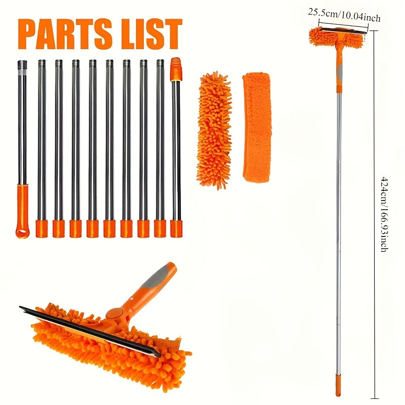 "Ikki tomonlama qirqish va hammom tozalash vositasi bilan yuqori qavatli shisha tozalash to'plami - zanglamaydigan po'lat va plastikdan tayyorlangan, yotoqxona, yashash xonasi va hammomda foydalanish uchun mukammal"