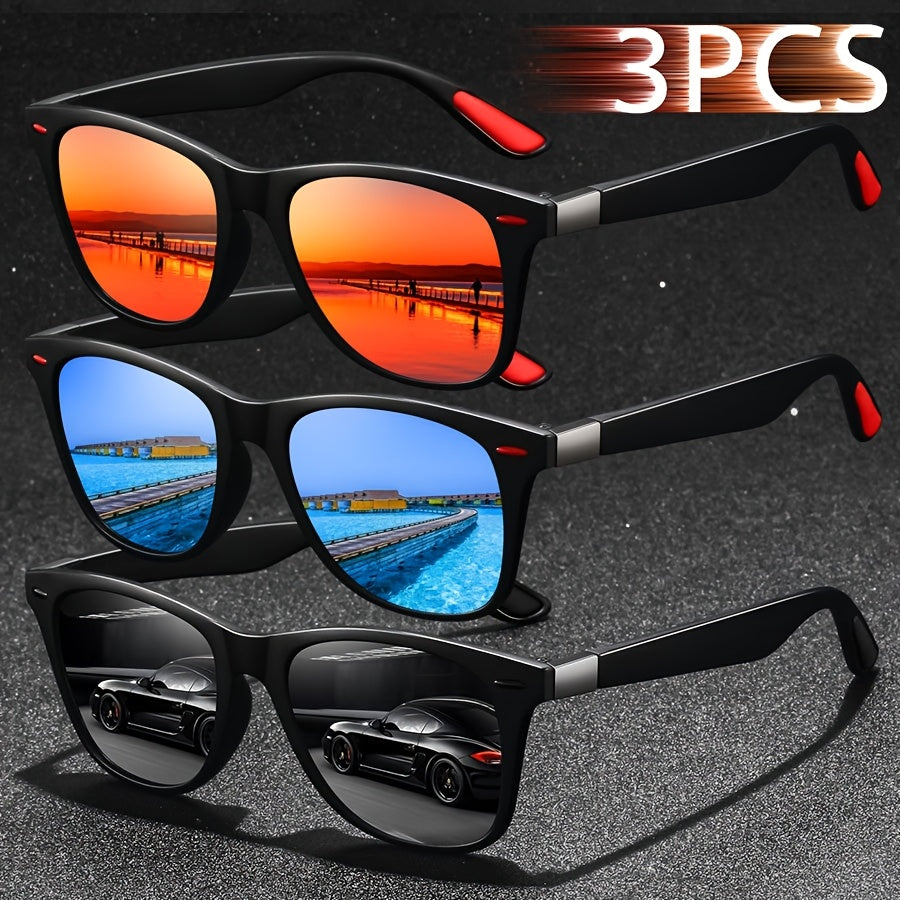 Unisex Vintage Square Glasses Full Rim Polycarbonate Frame Anti-Glare for Driving Hiking and Daily Use