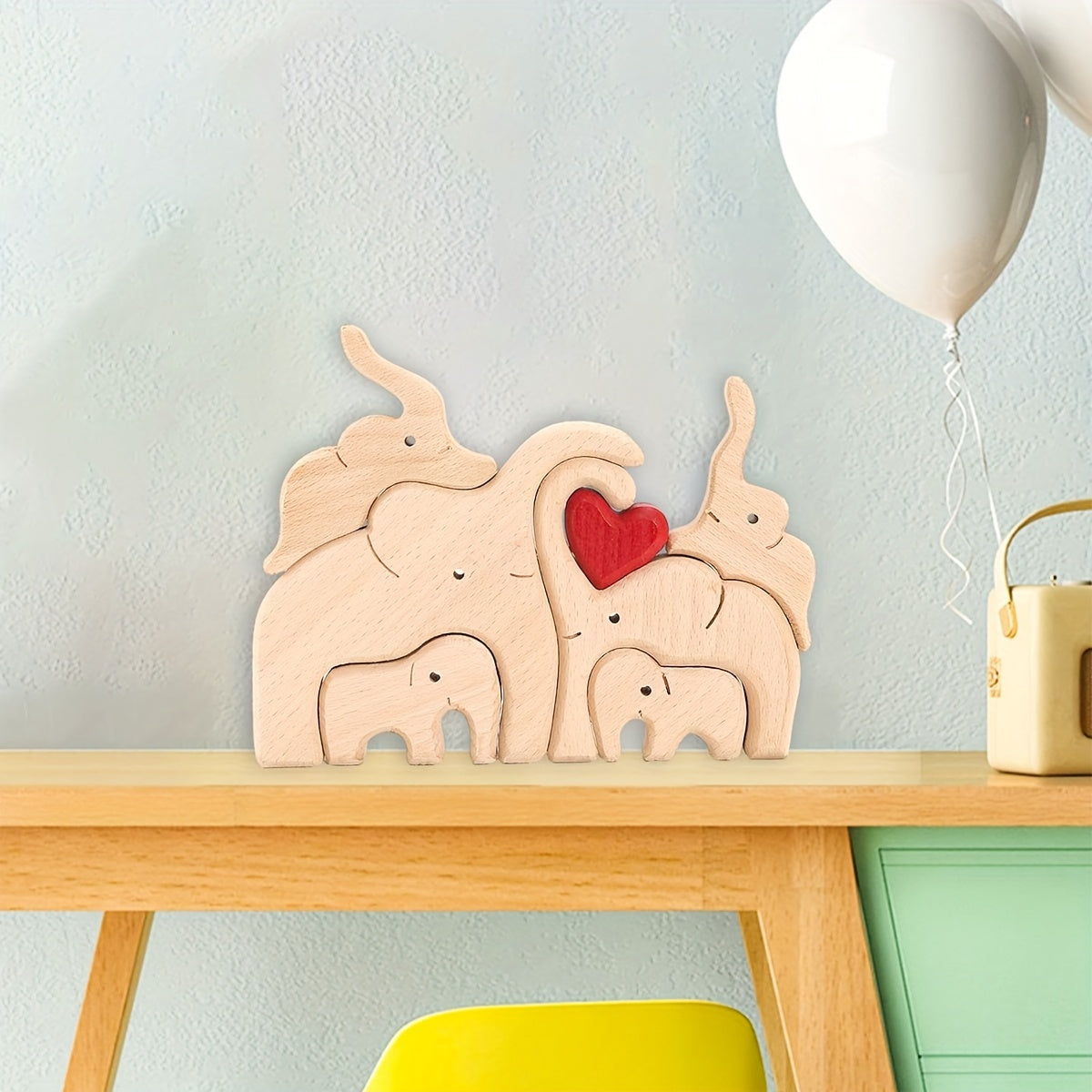 Деревянная головоломка-слон для семьи, красиво выполненное настольное украшение, идеально подходящее в качестве подарка на свадьбу, Рождество, День благодарения или День святого Валентина.