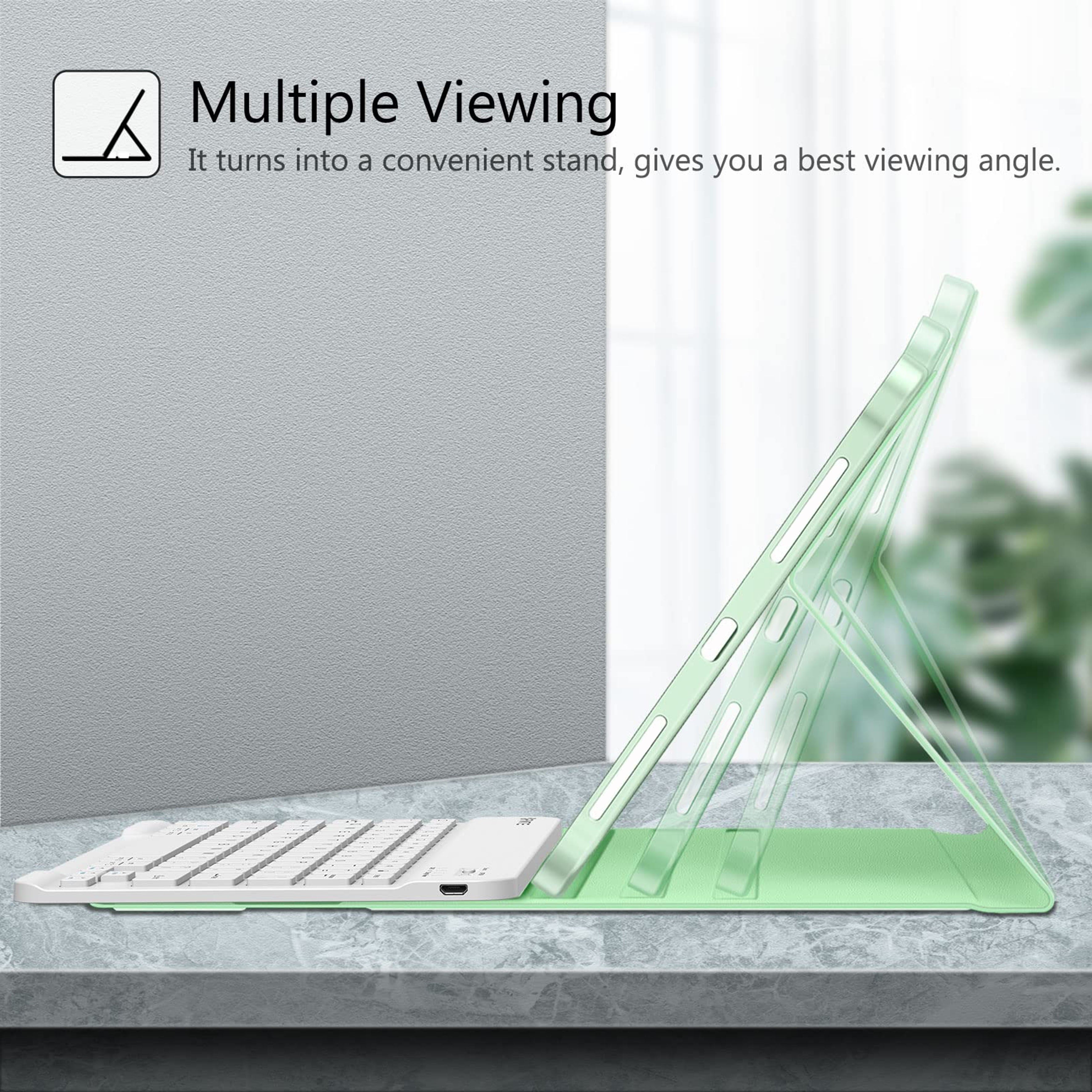 Funda con teclado para iPad Air 1-5, 5ª-10ª generación, Pro 11/12.9 pulgadas con teclado inalámbrico desmontable y soporte para lápiz