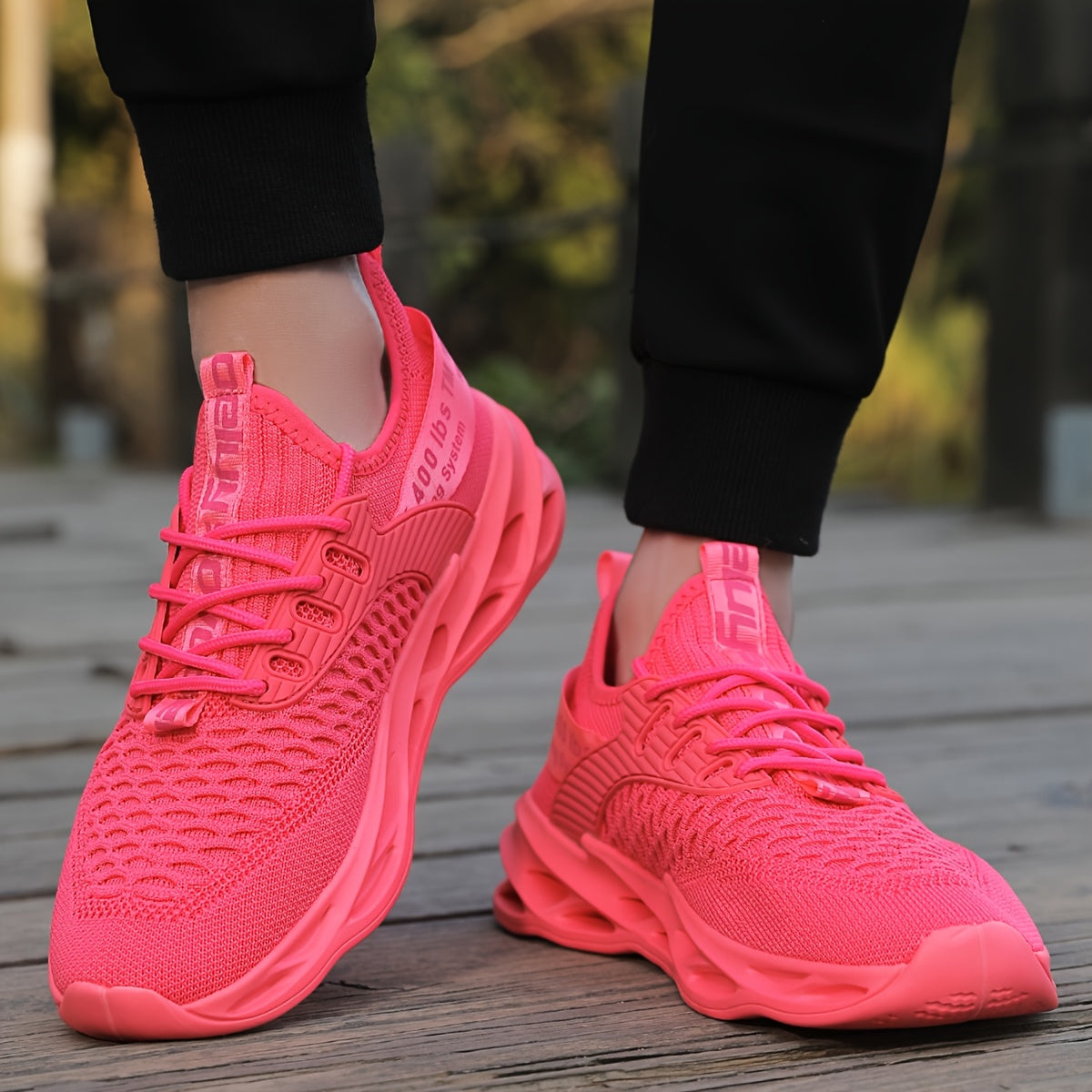 Women's Bright Pink Athletic Sneakers Casual Breathable Comfortable Shoe