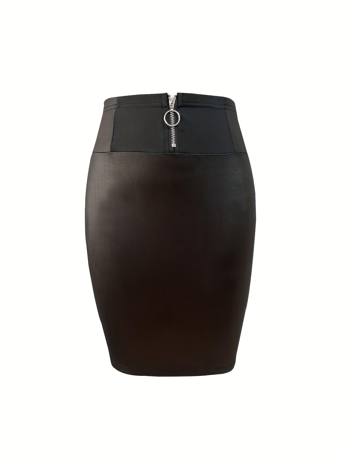 Plus Size Women's Black Stretchy Bodycon Skirt Zipper Machine Washable