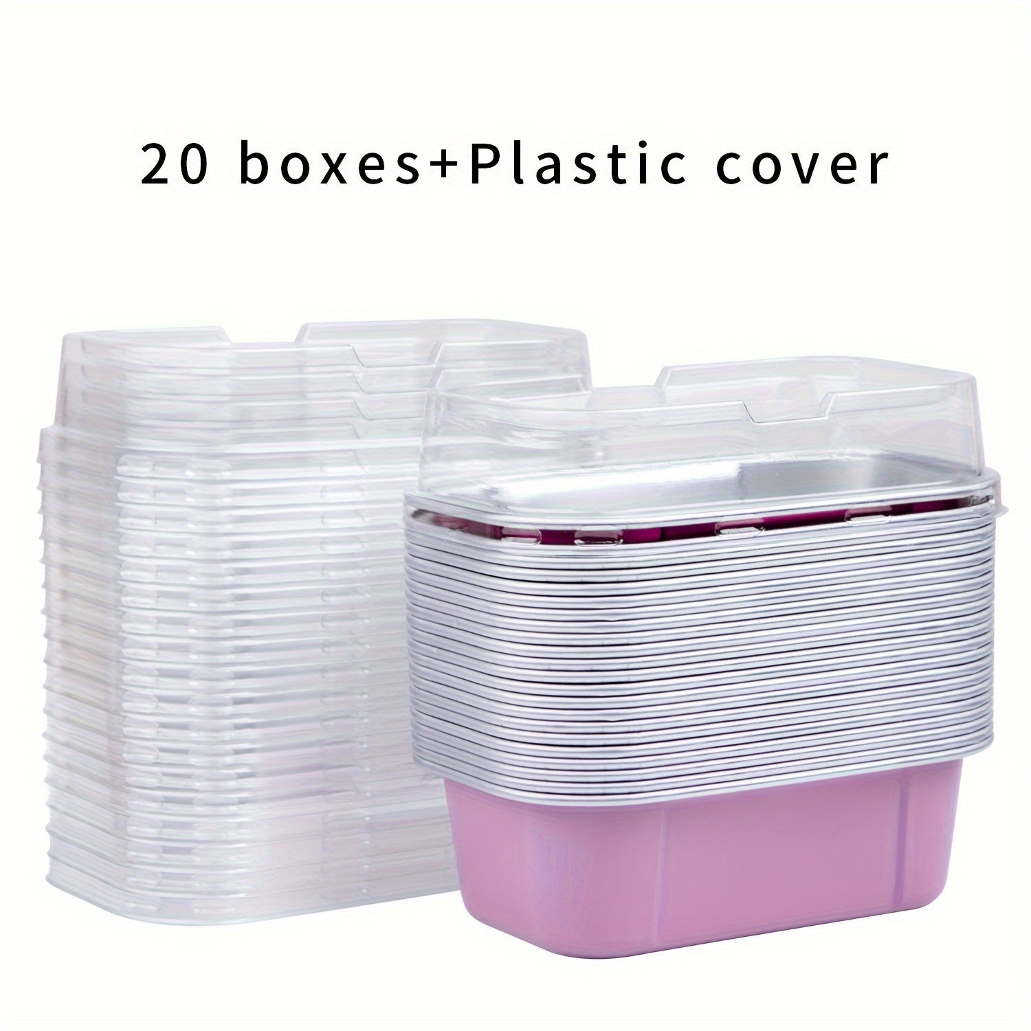 Pack de 20 copas mini cuadradas de aluminio coloridas para postres de 10.92x7.11 cm con tapas