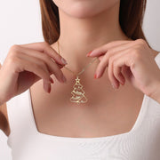 Collar de cadena con colgante de árbol de Navidad de acero inoxidable para mujeres y niñas regalo navideño