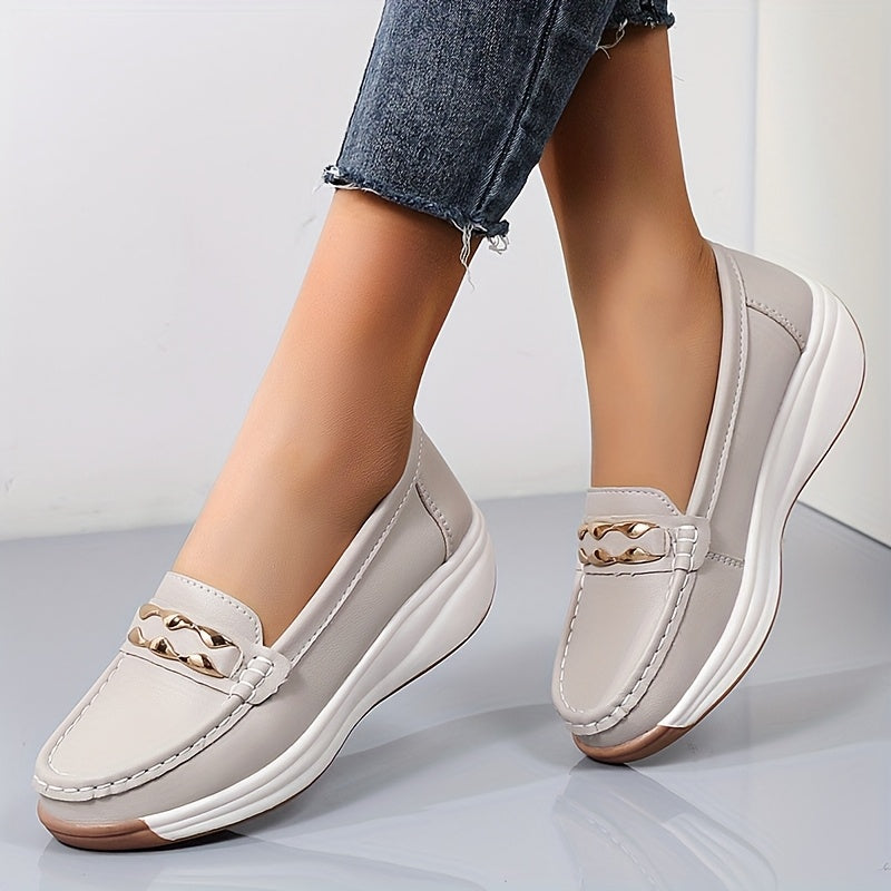 Women's Fashionable Slip-On Loafers with Anti-Slip Thick Soles