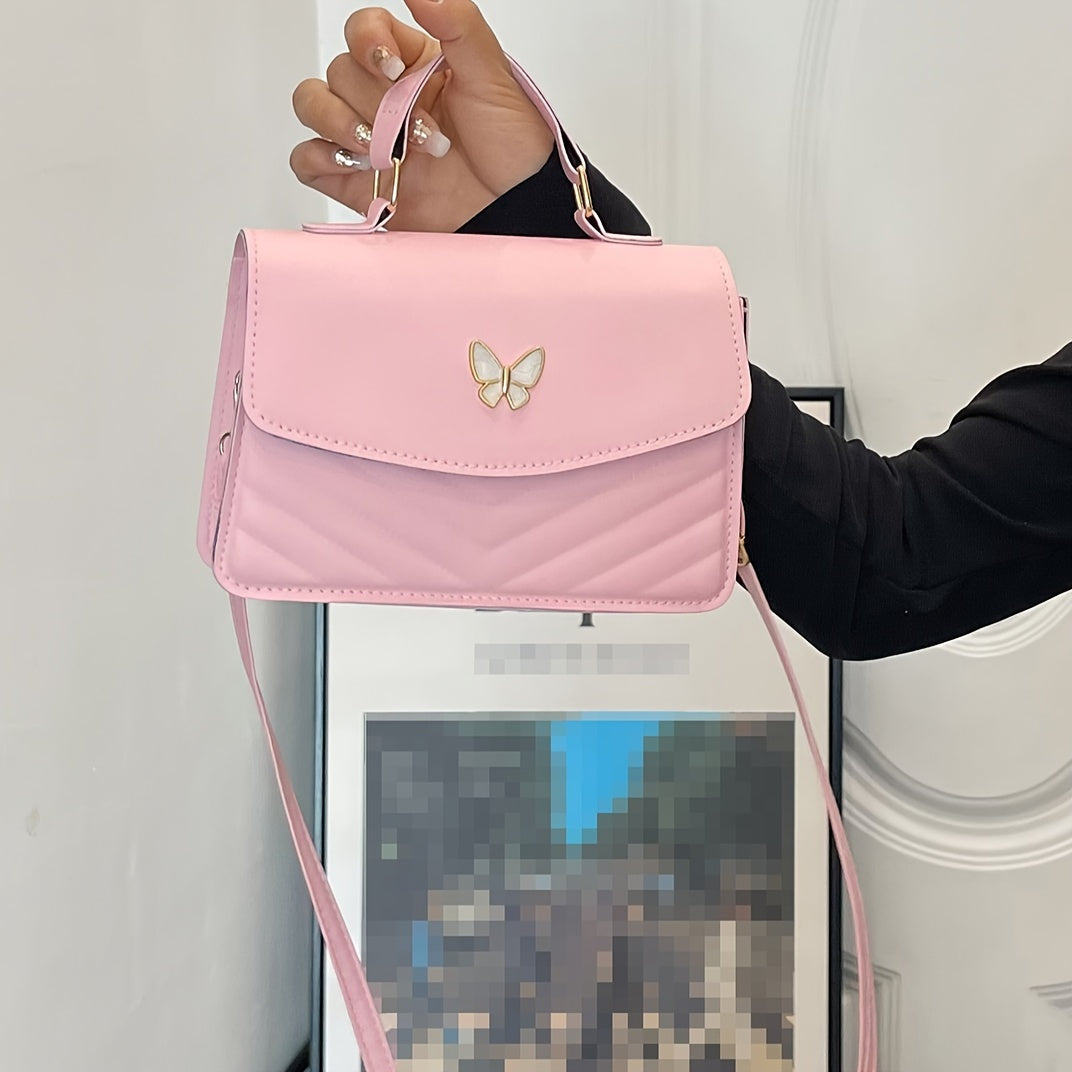 Bolso de mano cuadrado con relieve para mujer con correa ajustable de PU estilo urbano geométrico