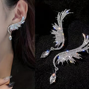 Sterling Silver Angel Wing Ear Cuff Studs with Rhinestones and December Birthstone for Women