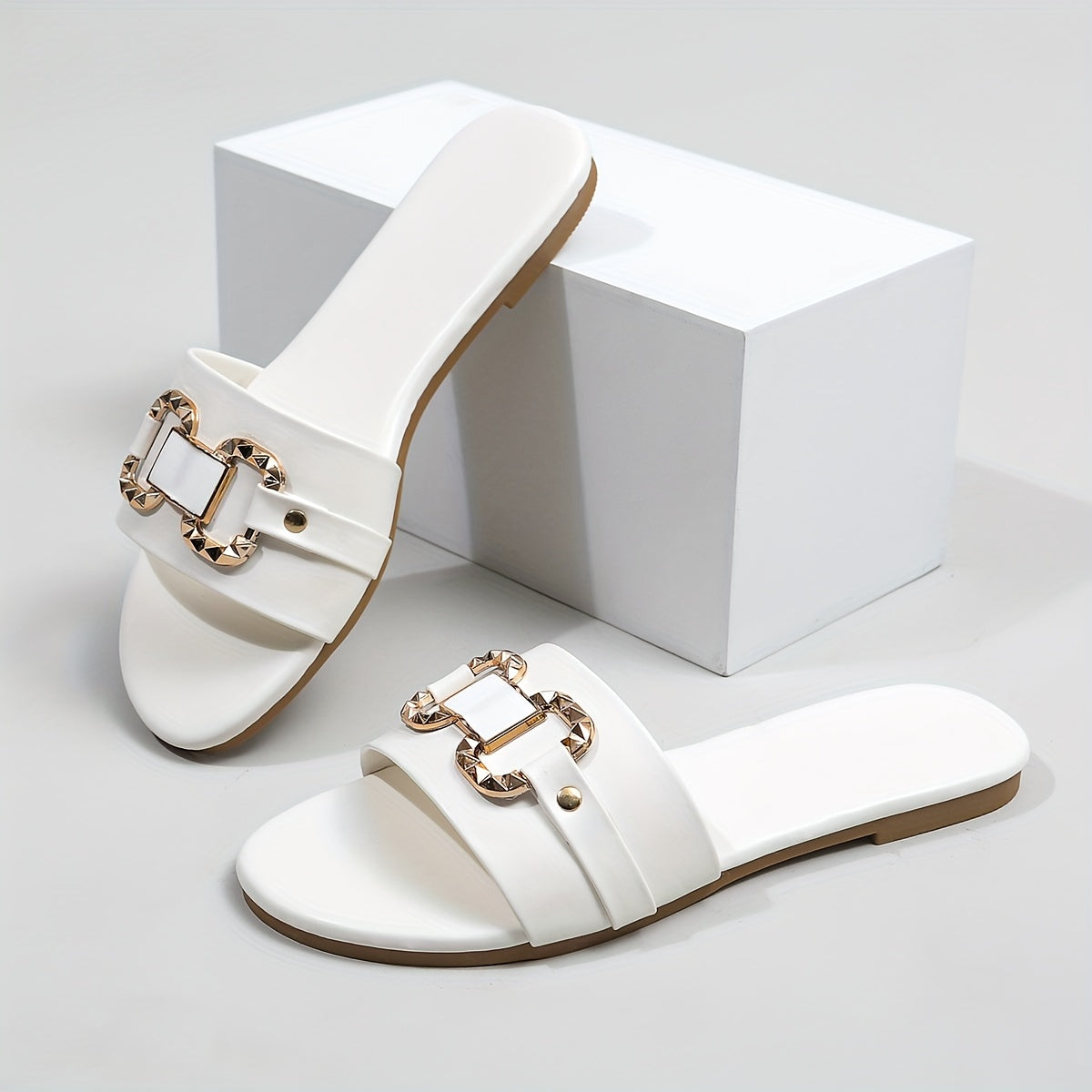 Women's Summer Flat Sandals Open Toe Slip-On Casual Beach Shoes