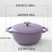 Enamel Cast Iron Dutch Oven with Dual Handles, Non-Stick Coating, 4 Qt