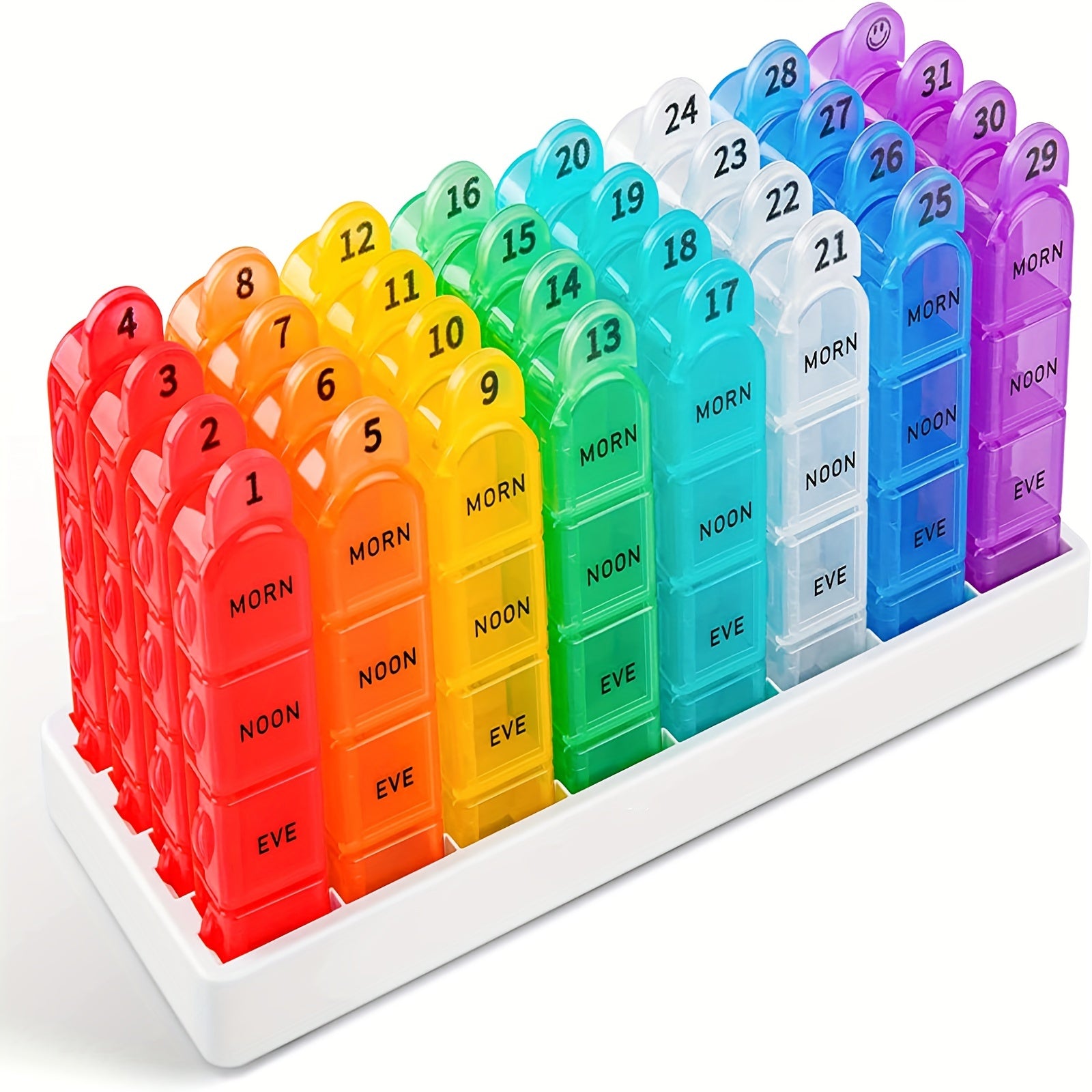 Sayohat uchun 32 harakatlanuvchi bo'linmalarga ega 30 kunlik tabletkalar tashkilotchisi