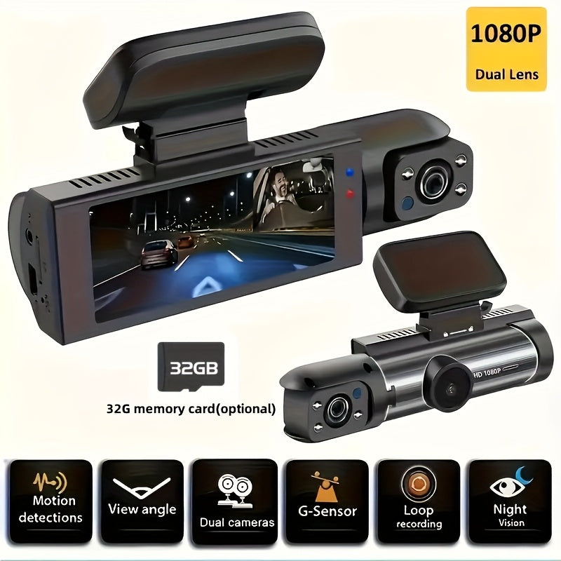 Dual Camera Car Dash Cam with 8.03cm IPS Screen 1080P Night Vision Loop Recording
