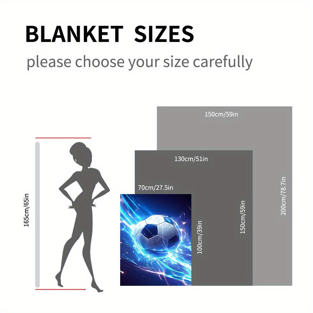Soft Flannel Fleece Throw Blanket with Soccer Ball Print for Home Office Camping