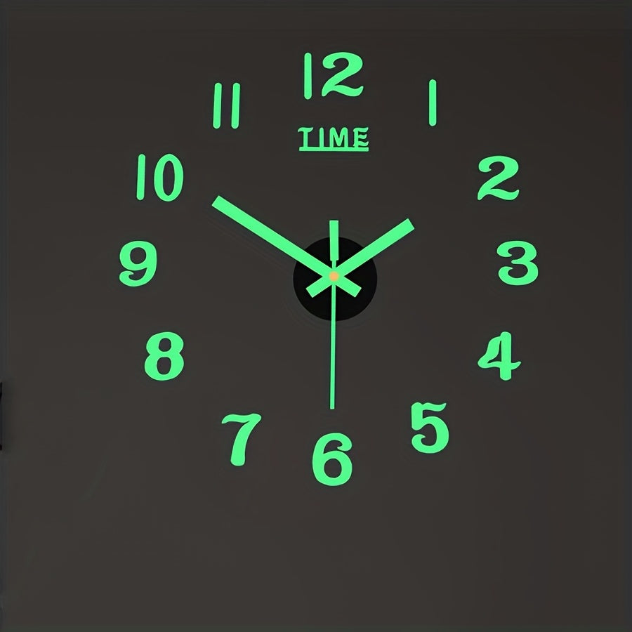 36V Battery Operated Wall Clock Sticker Acrylic Black Modern Silent Home Decor