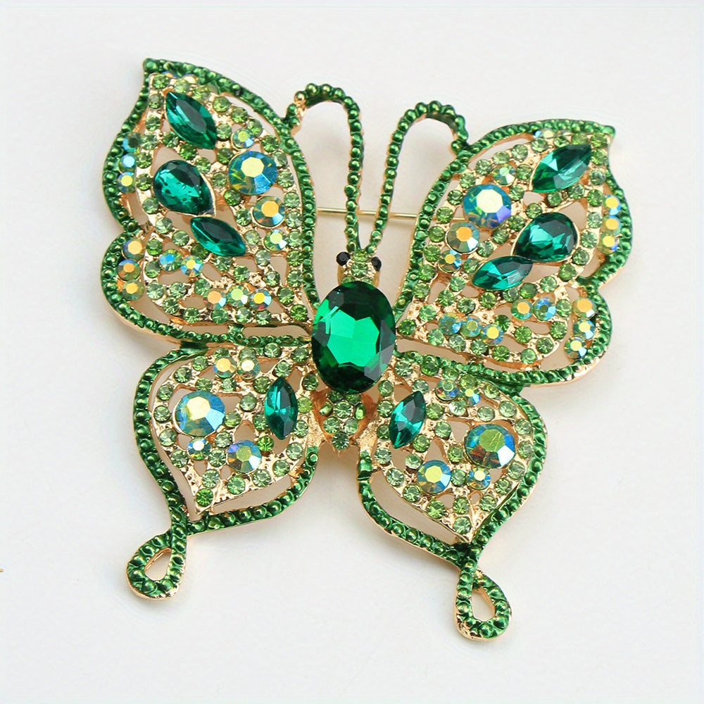 Luxury Butterfly Brooch Pin Enamel Rhinestone Insect Jewelry for Women