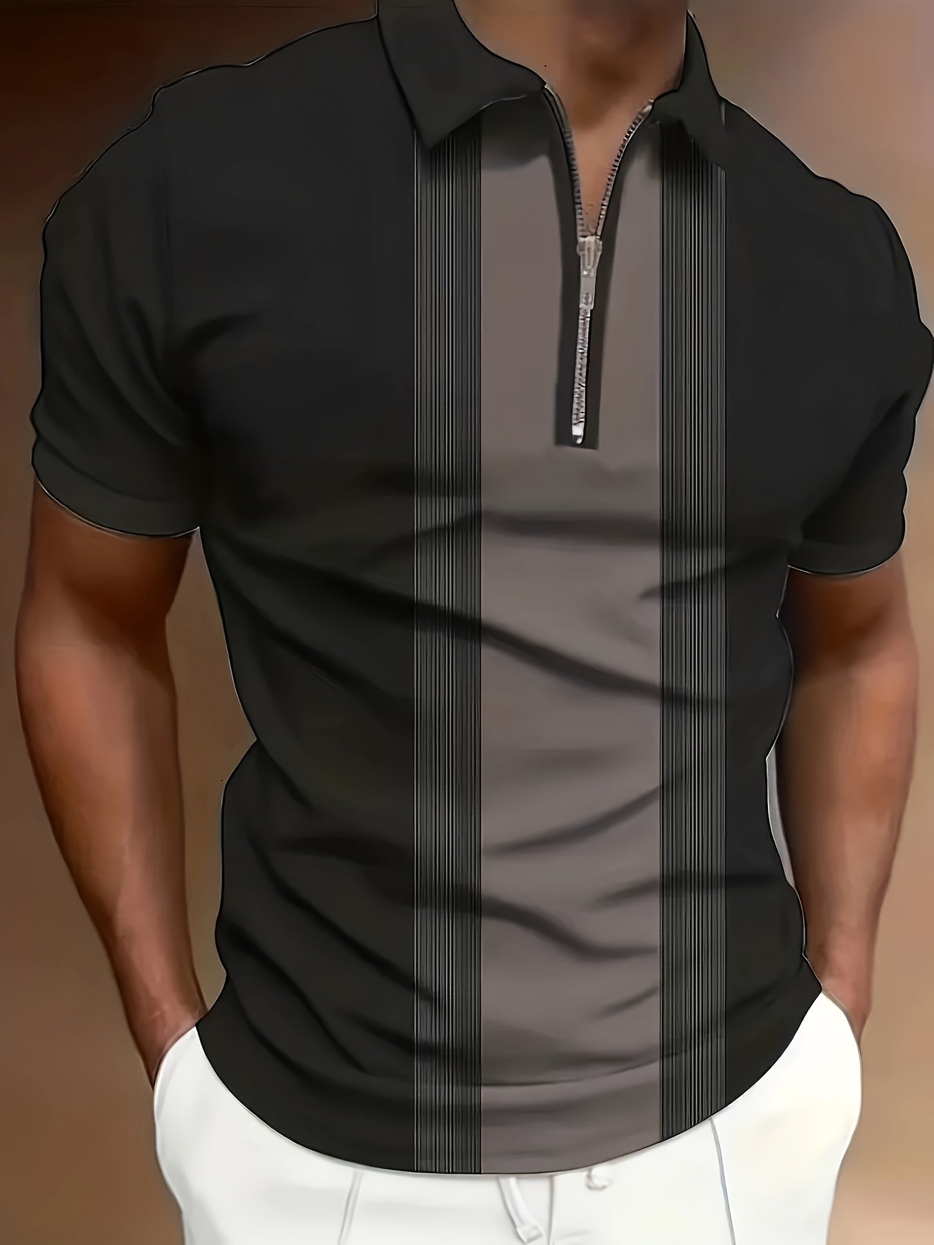 Men's Plus Size Short Sleeve Golf Shirt with Contrast Color Casual Summer Tee