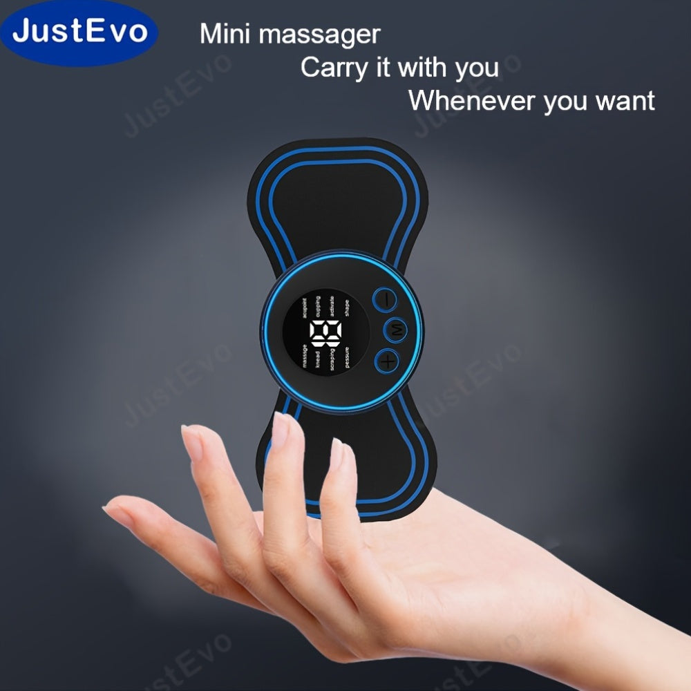 JustEvo portativ mini massaj yamoqi, to'liq tana mushaklari va fasiyalarini bo'shatuvchi USB orqali zaryadlanadigan batareyaga ega, 36V dan kam ishlash voltaji bilan yelka, bo'yin va butun tana massajlari uchun ideal.