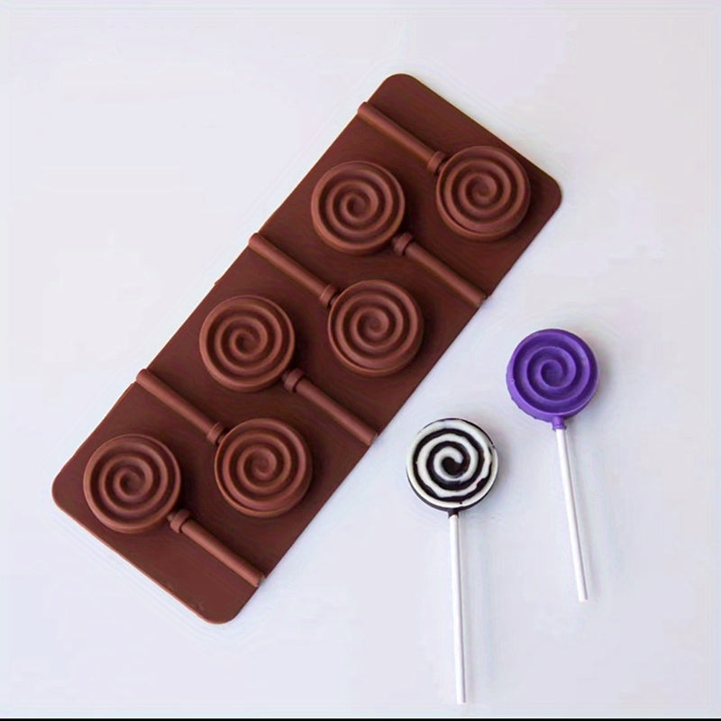 Round Silicone Lollipop Mold with 6 Cavities for Cake Decorating and Candy Making