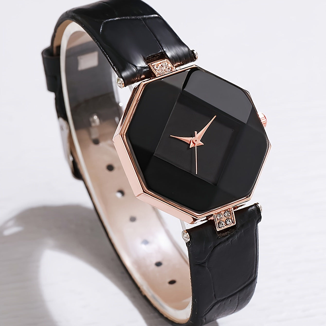 Set of 2 Women's Quartz Watches with Leather Straps Alloy Pointers and Bracelets