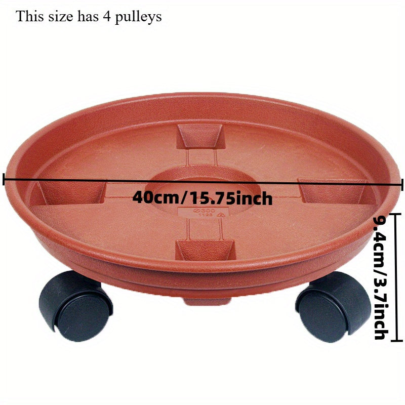 Round Plastic Flower Pot Tray with Wheels Indoor Outdoor Plant Stand Stable Easy to Move