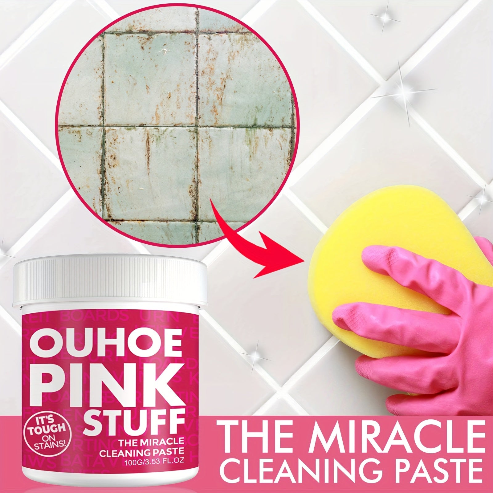 Pink Cleaning Paste for Stains and Surfaces, Gentle, Tough on Dirt