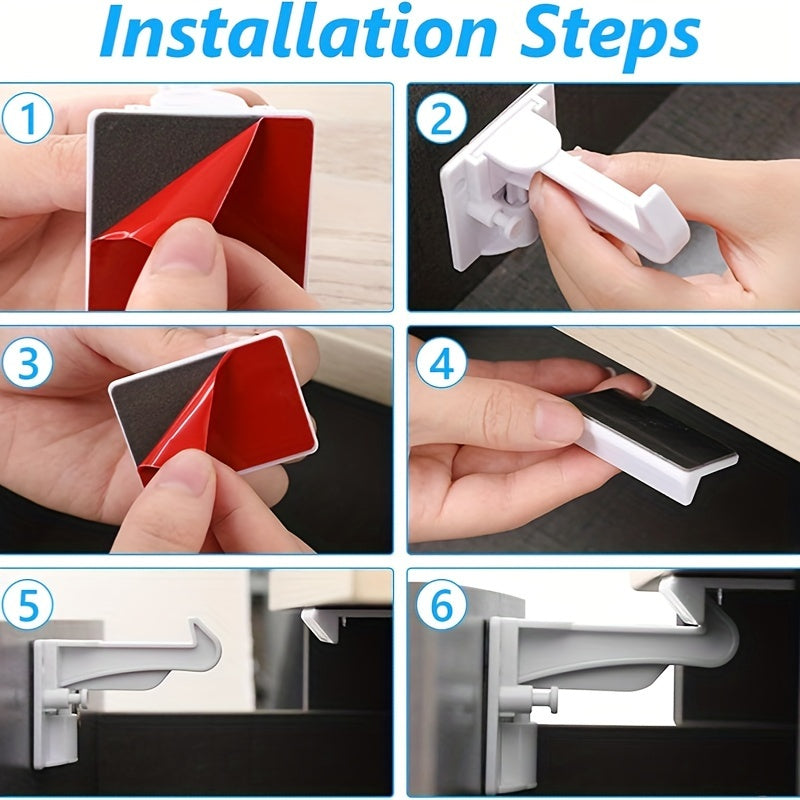 8 Child Safety Cabinet Locks ABS Phthalate-Free No-Drill Invisible Drawer Locks