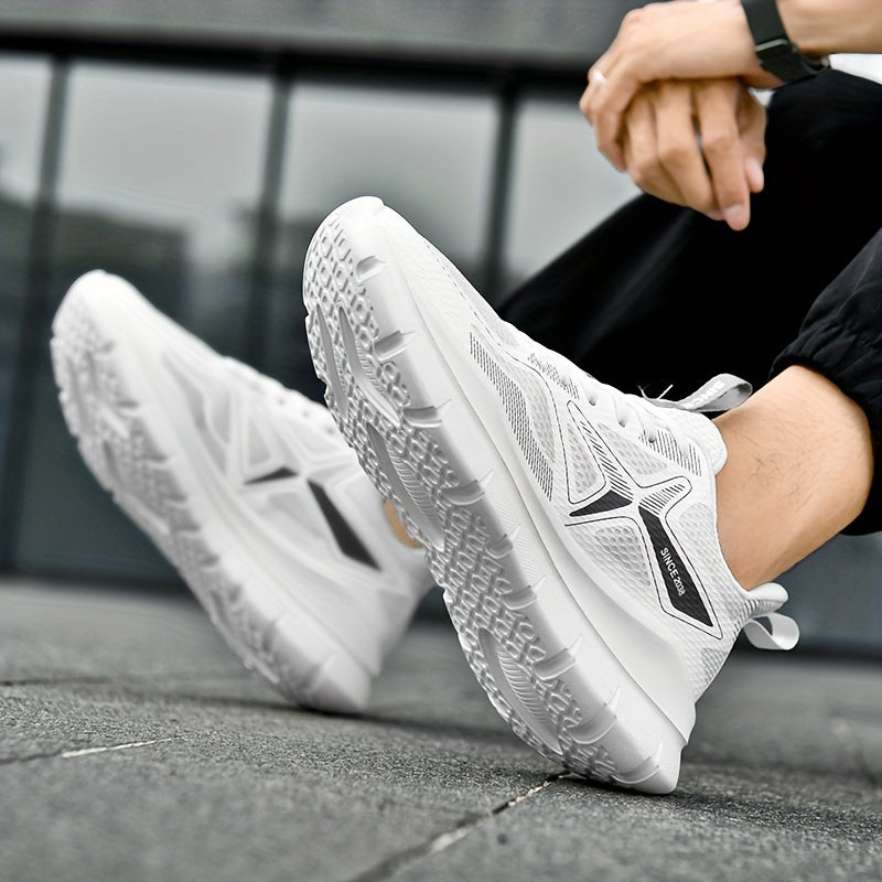 Men's Fabric Sneakers for Running Casual and Outdoor Use Shock Absorbing Solid Color Low Top