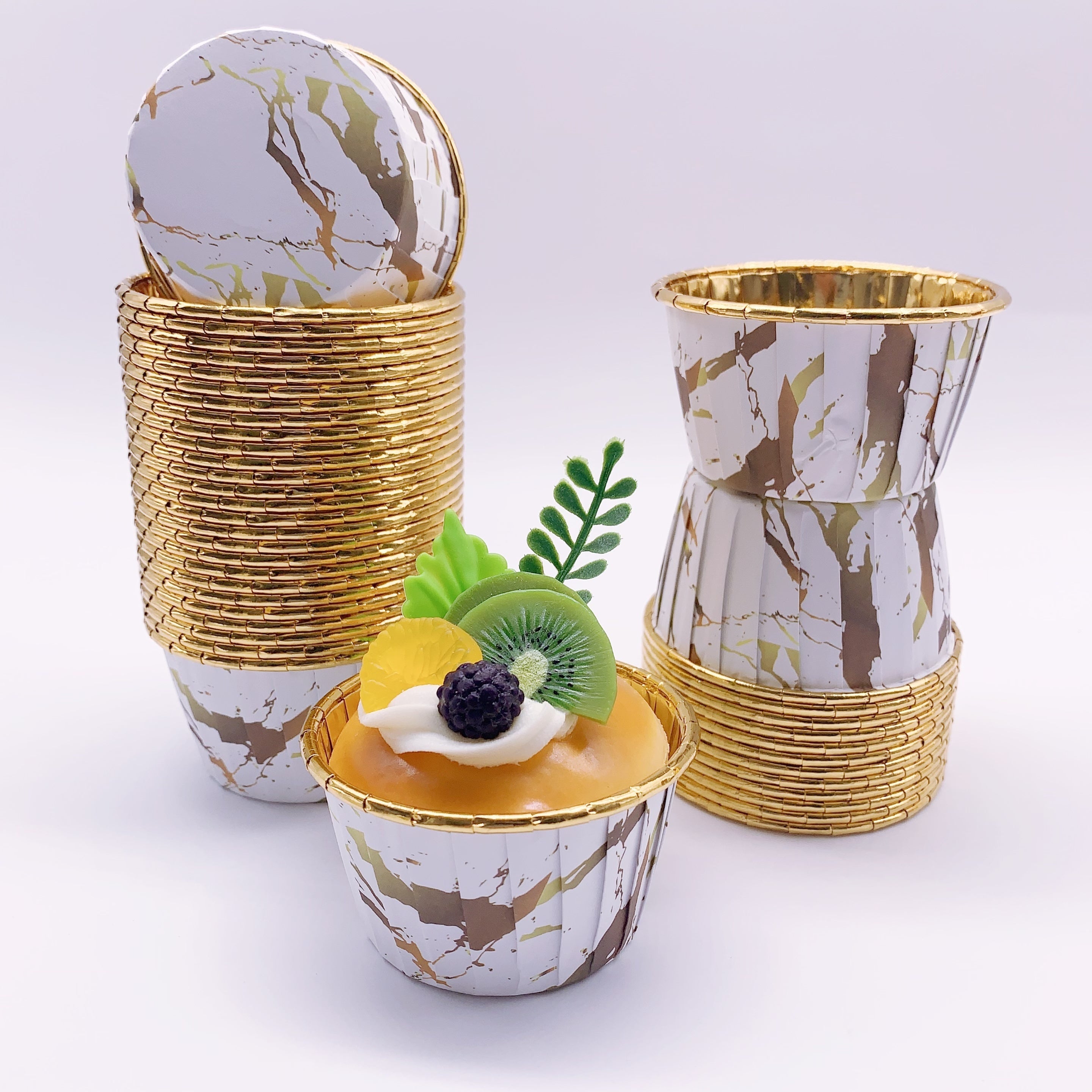 50 ta yaltiroq, bir foydalanish uchun mo'ljallangan kekchilik qobig'i, issiqlikka chidamli muffin pishirish asboblari