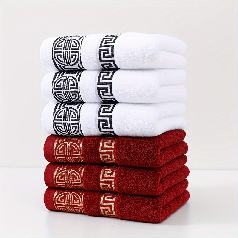 6-to'plam paxta sochiq to'plami, juda yumshoq, yaxshi o'zini o'zi yuvadigan, soya chidamli, geometrik dizayn, uy, hammom, sayohat uchun