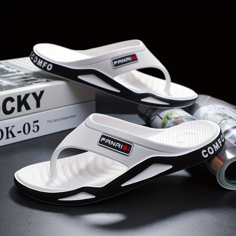 Men's Lightweight EVA Flip Flops for Beach Camping Casual Black White