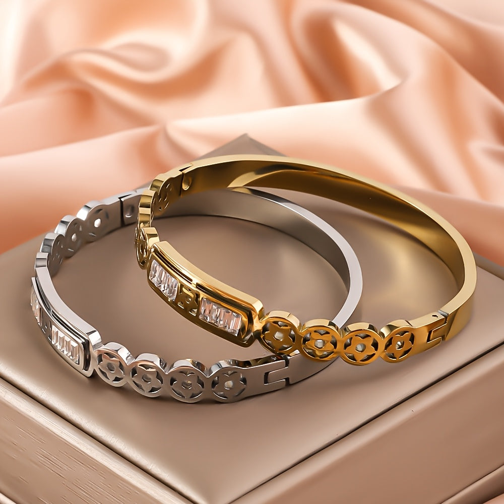 Женский браслет из нержавеющей стали с rhinestones и звездчатым дизайном, браслет-ювелирное украшение