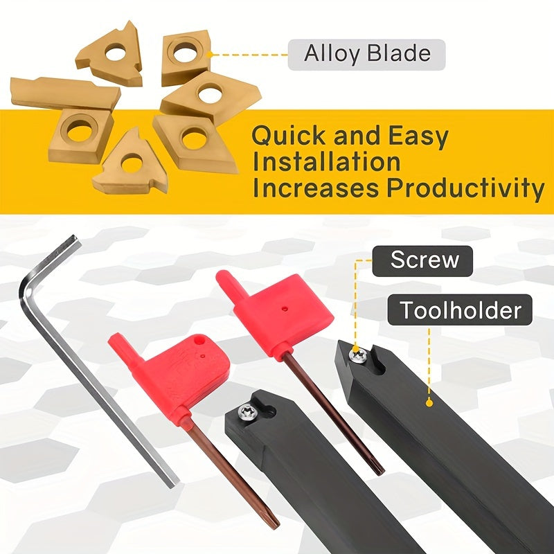 21pcs Lathe Turning Tools Set with Carbide Inserts and 16mm Handle