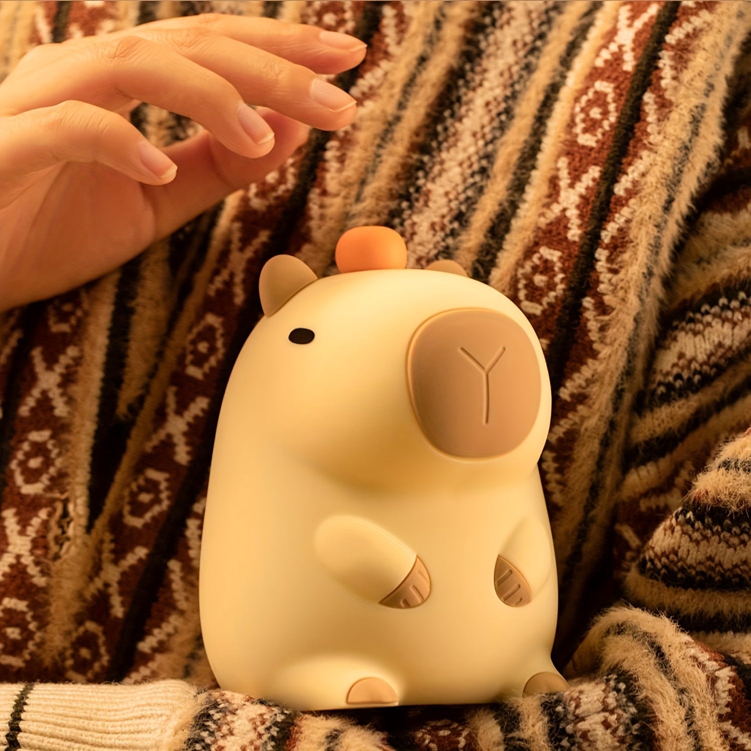 Yoqimli multfilm Capybara Silikon kechqurun chiroqi LED kechqurun lampasi qayta zaryadlash USB dimming xona dekoratsiyasi