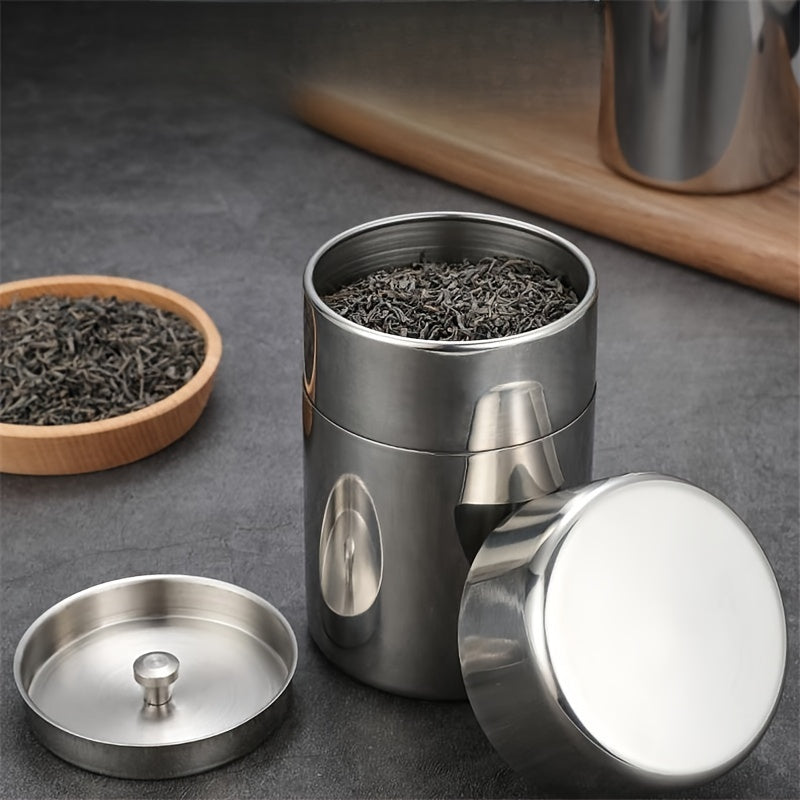 Stainless Steel Tea Canister Airtight Seal Food Safe 400ml 560ml