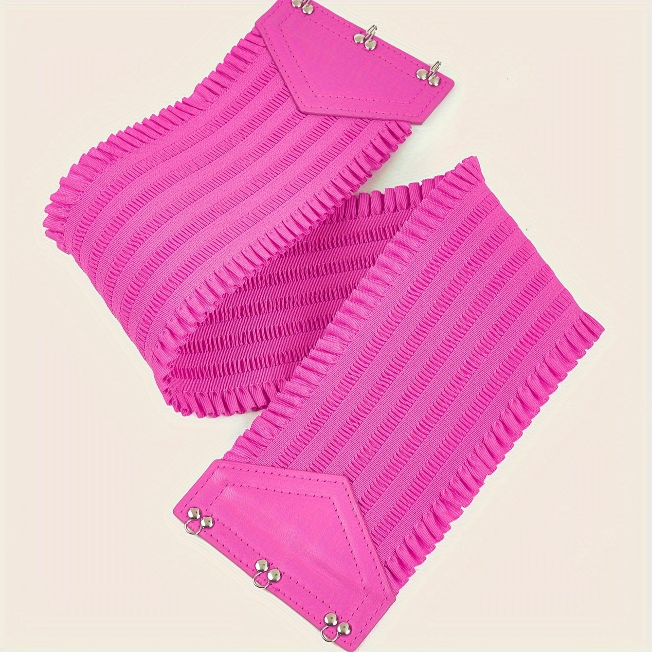 Women's Elastic Waistband Dress Girdle with Candy-Colored Ruffles and Wide Belt