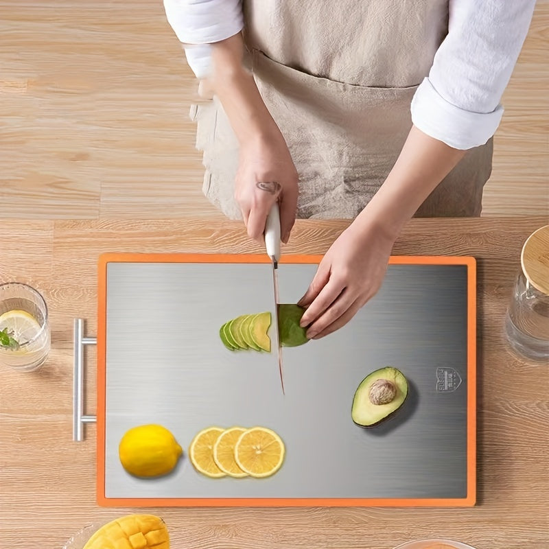 Aseptic Stainless Steel Cutting Board with Handle for Kitchen and Picnic Use