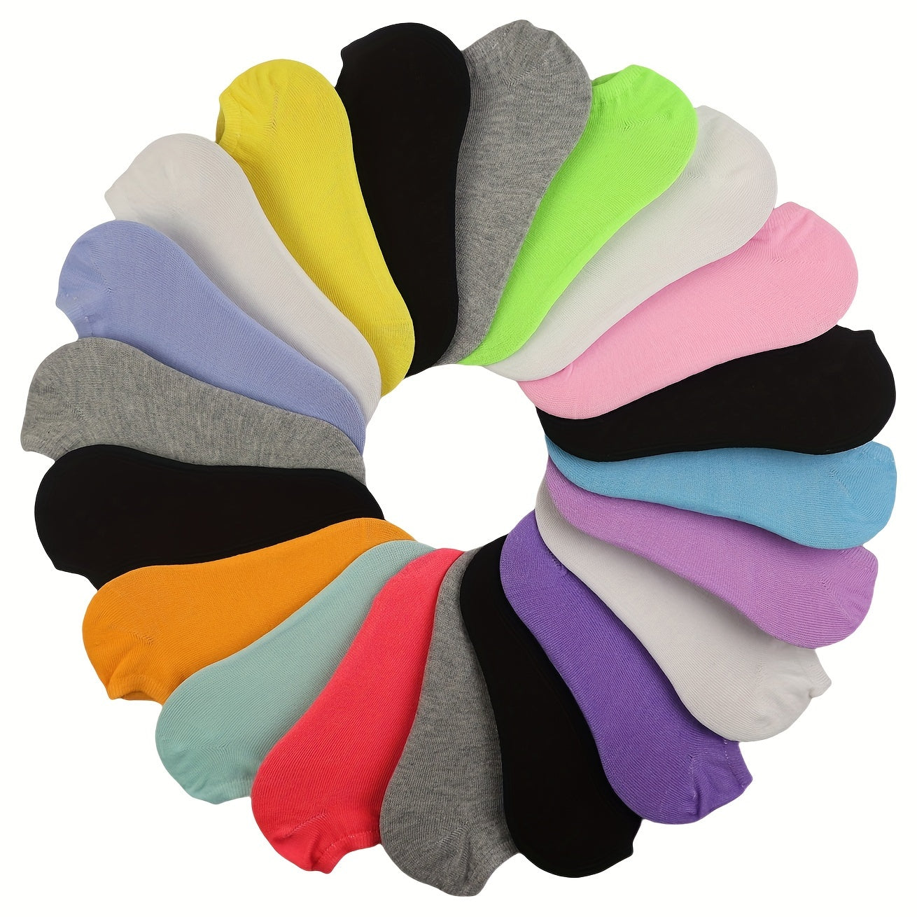 Women’s Ankle Socks 20 Pairs Lightweight Breathable Cotton-Polyester Geometric