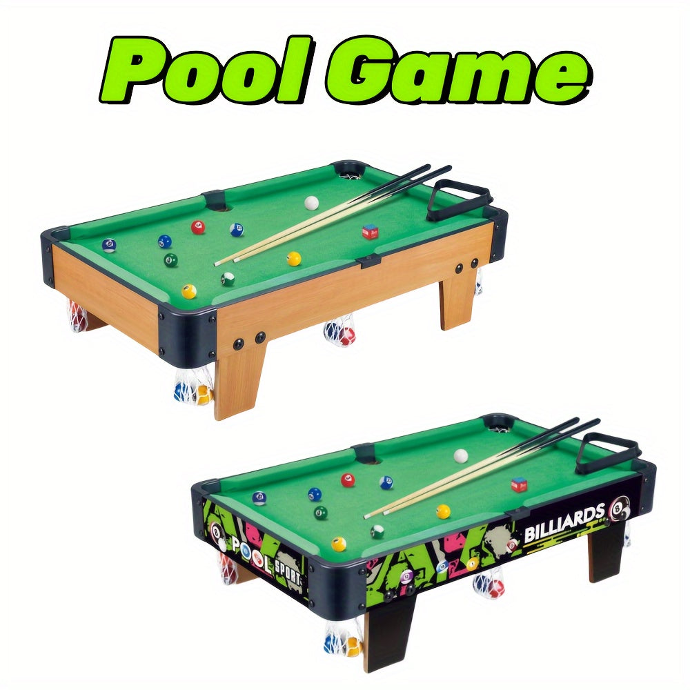 Self-Assembled Wooden Pool Table Set with Cues and 15 Balls for Indoor Play Multiple Sizes