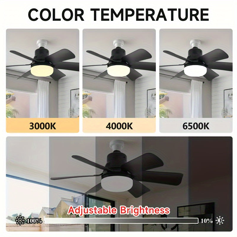 Black Ceiling Fan with LED Light Remote Dimmable Quiet Easy Install for Bedroom Kitchen Living Room
