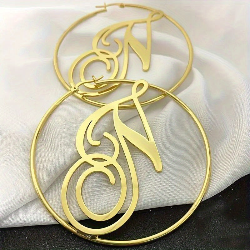 2 ta Maxsus Nikel Qoplamali Po'latdan Yasalgan Harf Halqalari - Harf Dizayni bilan Shaxsiylashtirilgan, Partiyalar va Bayram Tadbirlarida Ajoyib, Kelinlar uchun Sovg'a yoki Rojdestvo Sovg'alari uchun Mukammal.