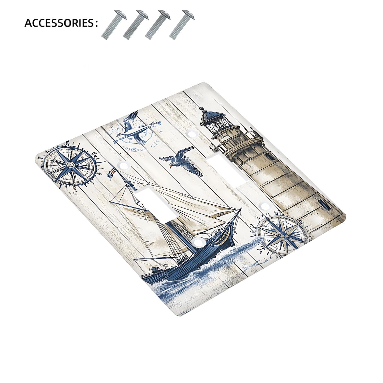 Sailboat Lighthouse Switch Plate Cover for Easy-to-Clean Home Decor 1-Gang or 2-Gang